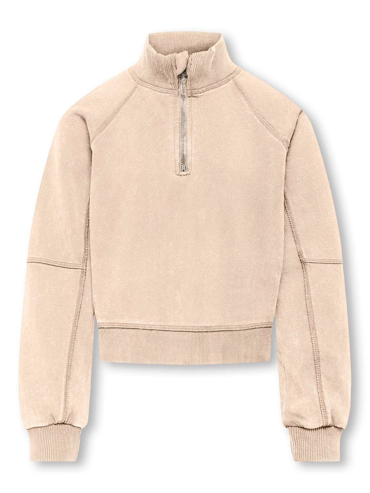 Kogdonna Ls Half Zip Washed Swt - Ecru