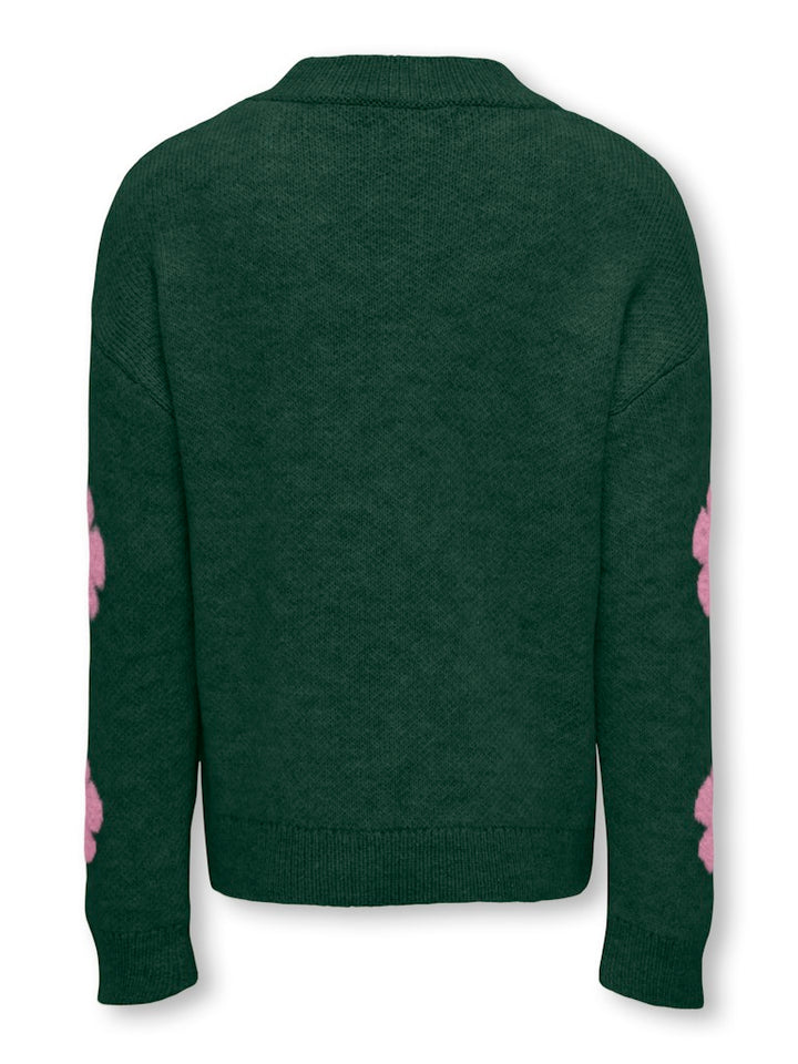 Kognaja L/s Flower Pullover Knt - Groen Dessin