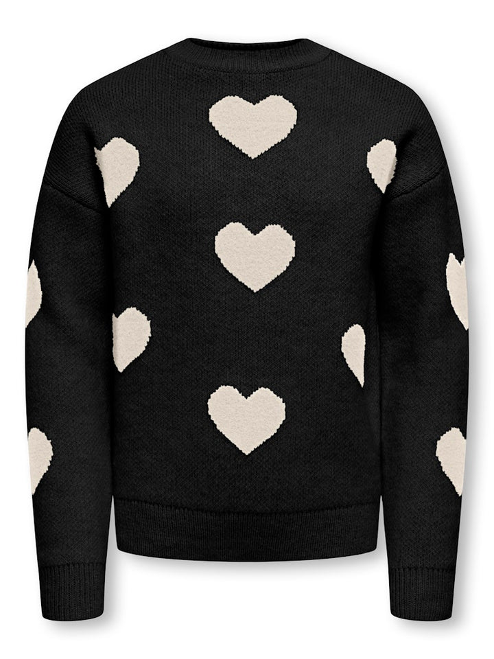 Kognaja L/s Flower Pullover Knt - Zwart Dessin