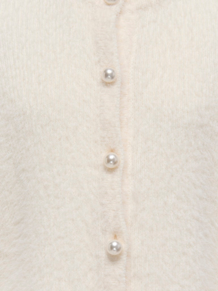 Kogpiumo Petra Pearl O-neck Car Knt Noos - Off-white