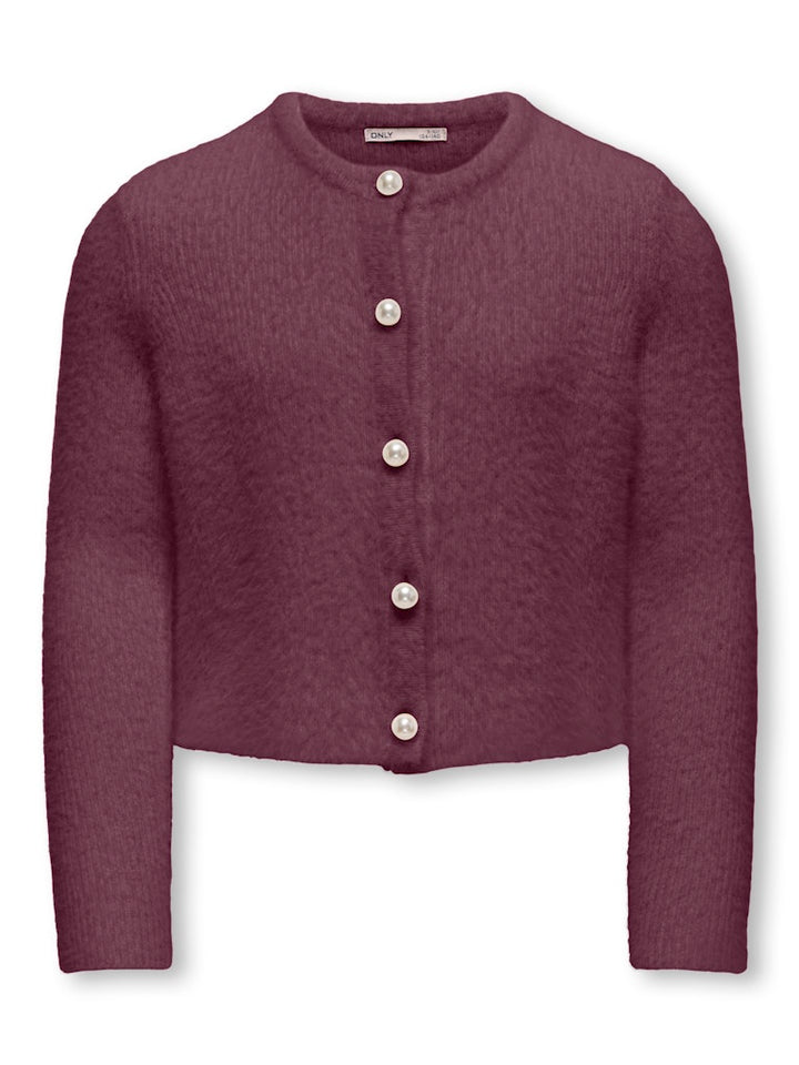 Kogpiumo Petra Pearl O-neck Car Knt Noos - Bordeaux