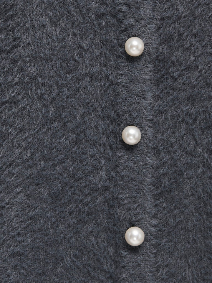 Kogpiumo Petra Pearl O-neck Car Knt Noos - Steel