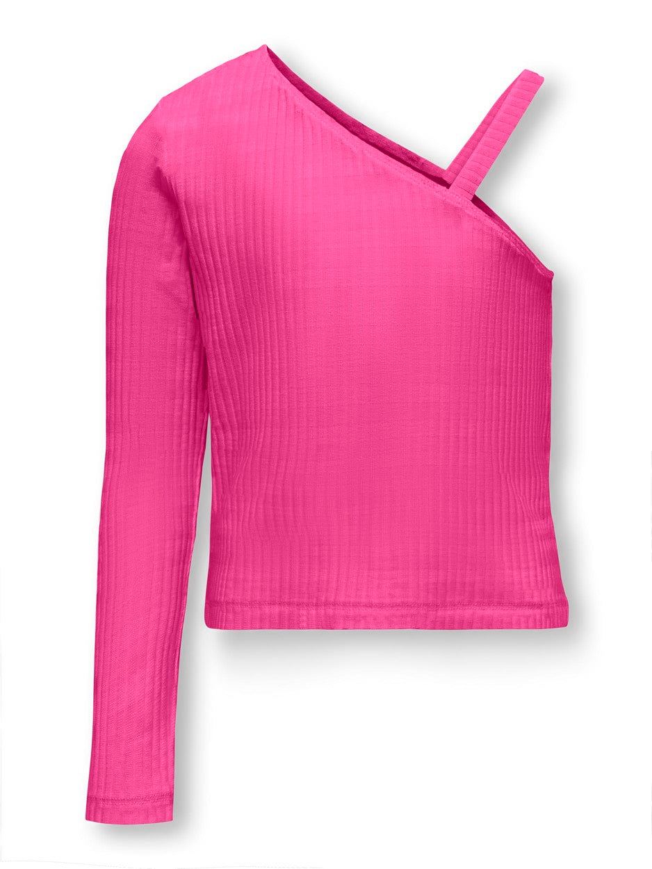 Kognella Ls One Shoulder Solid Top - Fuchsia