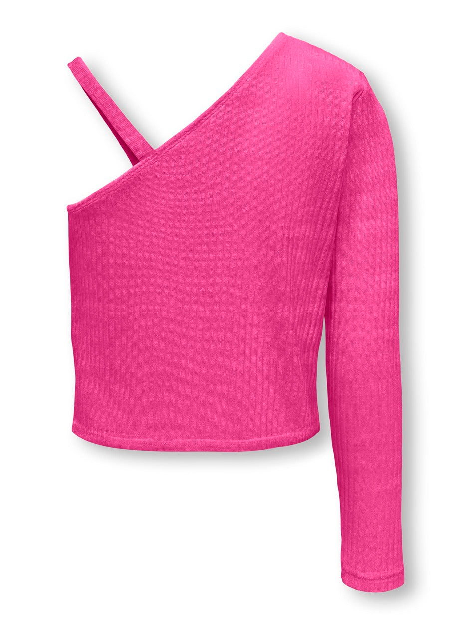 Kognella Ls One Shoulder Solid Top - Fuchsia