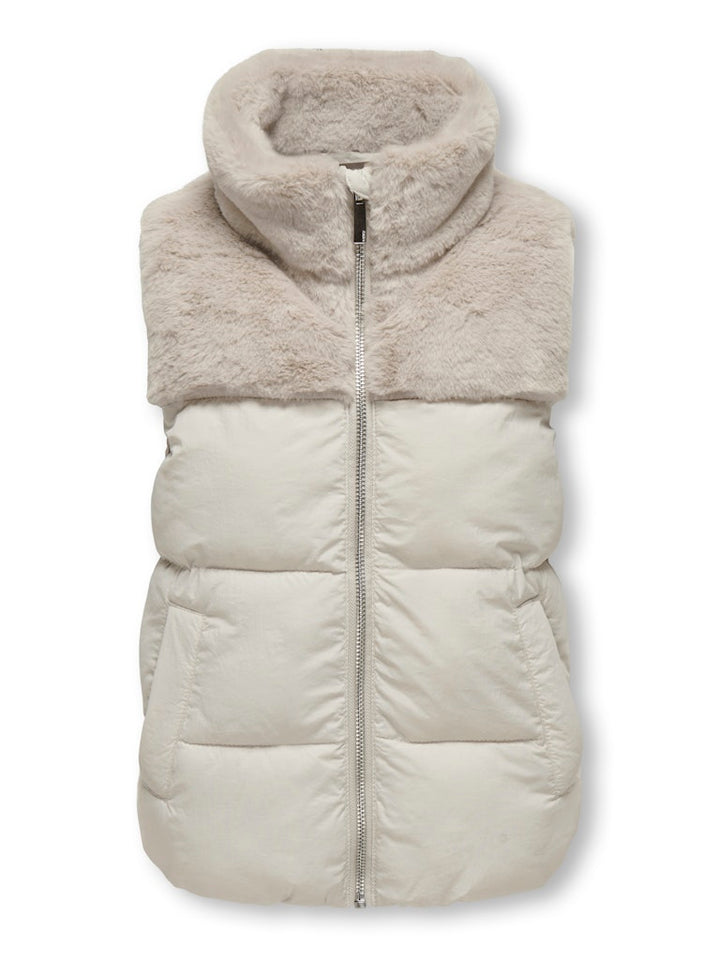 Kogwanja Fur Puffer Mix Waistcoat Otw - Beige