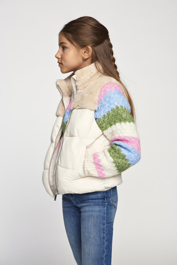 Kogwanja Fur Puffer Mix Waistcoat Otw - Beige