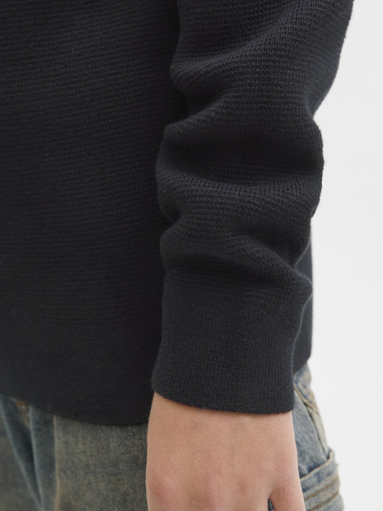 Jprblamilano Stitch Knit Half Zip  Jnr - Zwart