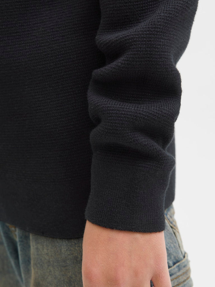 Jprblamilano Stitch Knit Half Zip  Jnr - Zwart