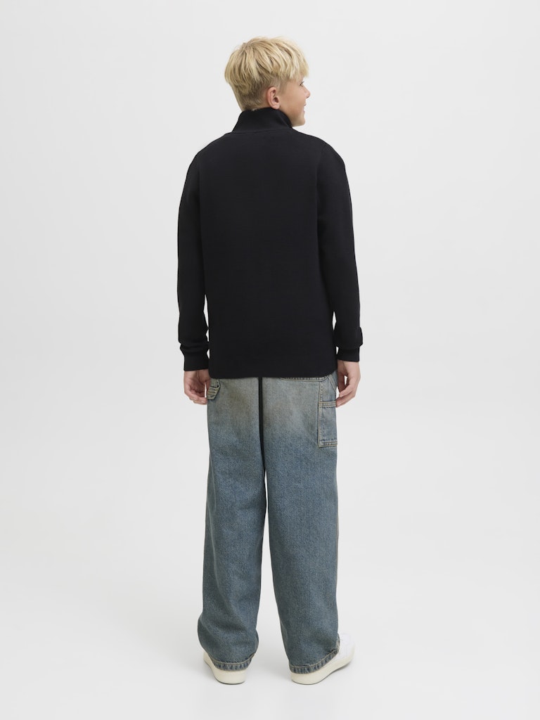 Jprblamilano Stitch Knit Half Zip  Jnr - Zwart
