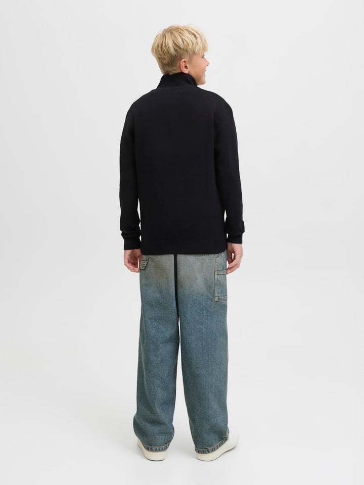 Jprblamilano Stitch Knit Half Zip  Jnr - Zwart