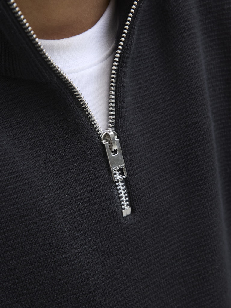 Jprblamilano Stitch Knit Half Zip  Jnr - Zwart