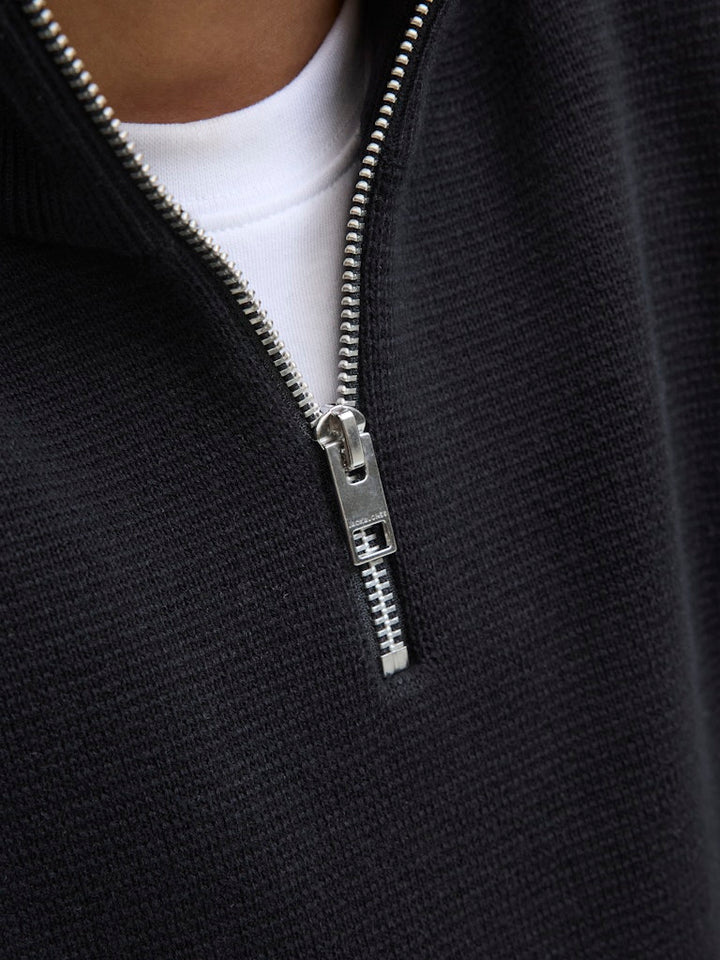 Jprblamilano Stitch Knit Half Zip  Jnr - Zwart