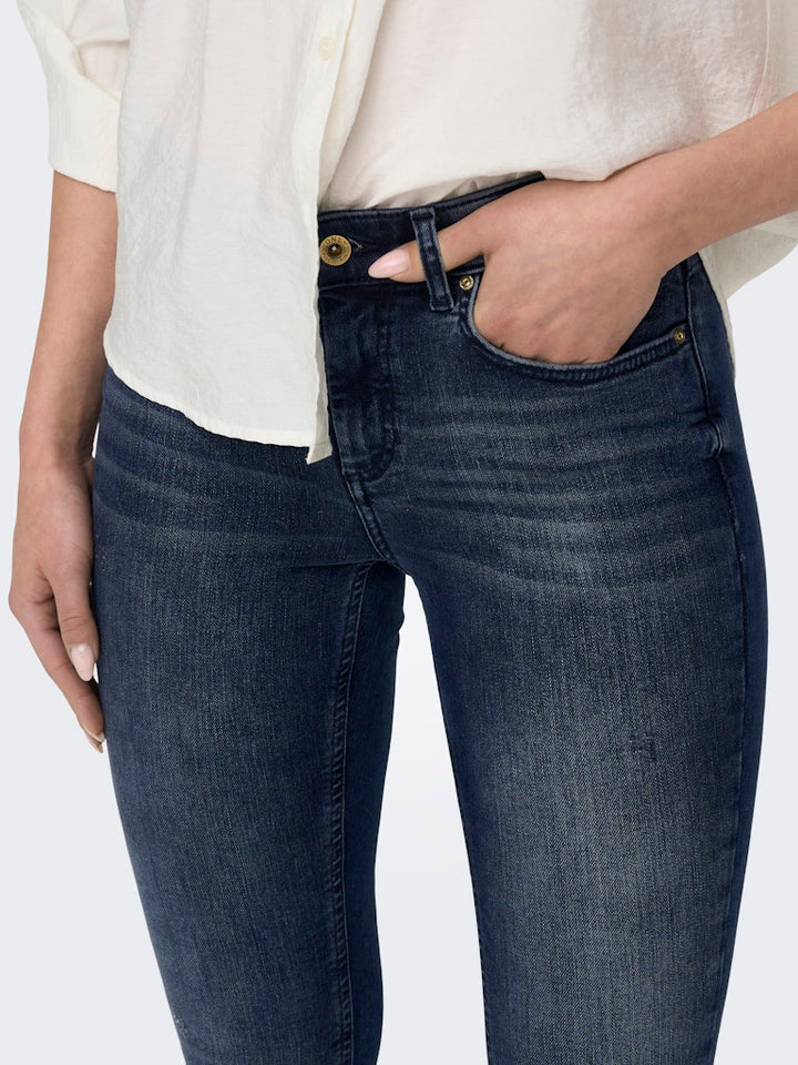 Onlblush Life Mid Sk Ank Raw Rea409 - Blue Denim