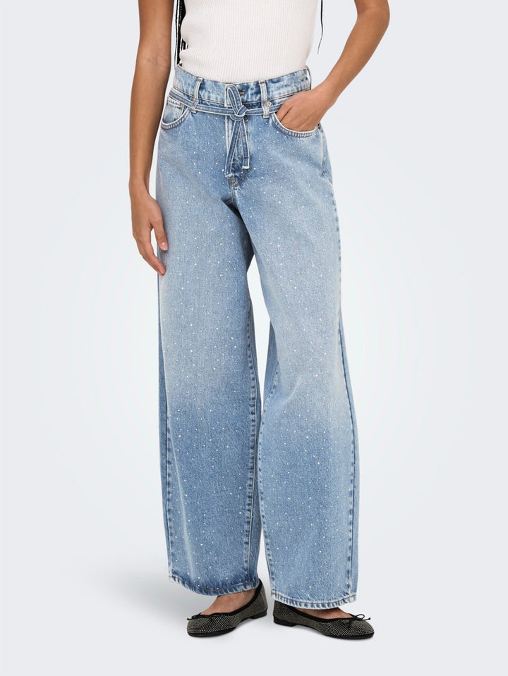 Onlgianna Rhinest Mw Straight - Blue Denim