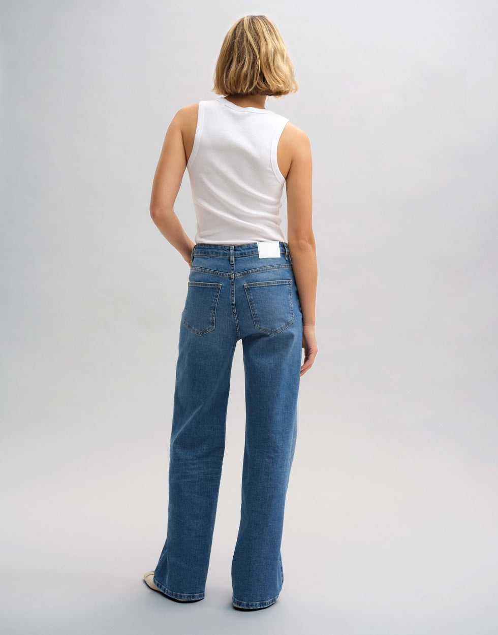 Wide Leg Jeans - Blue Denim