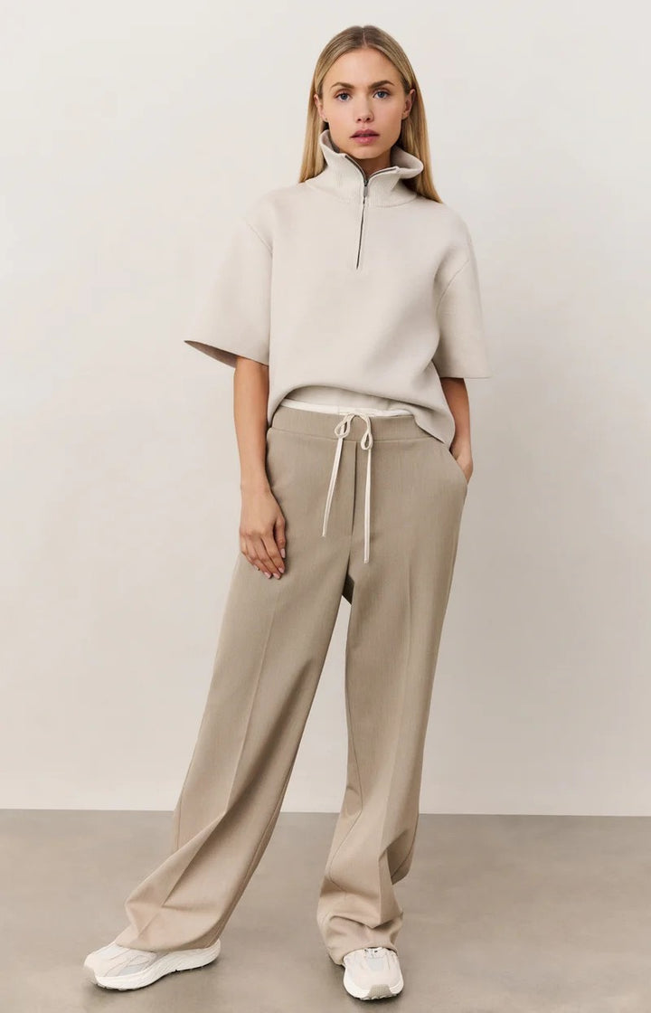 Woven Wide Leg Trousers With C - Zand