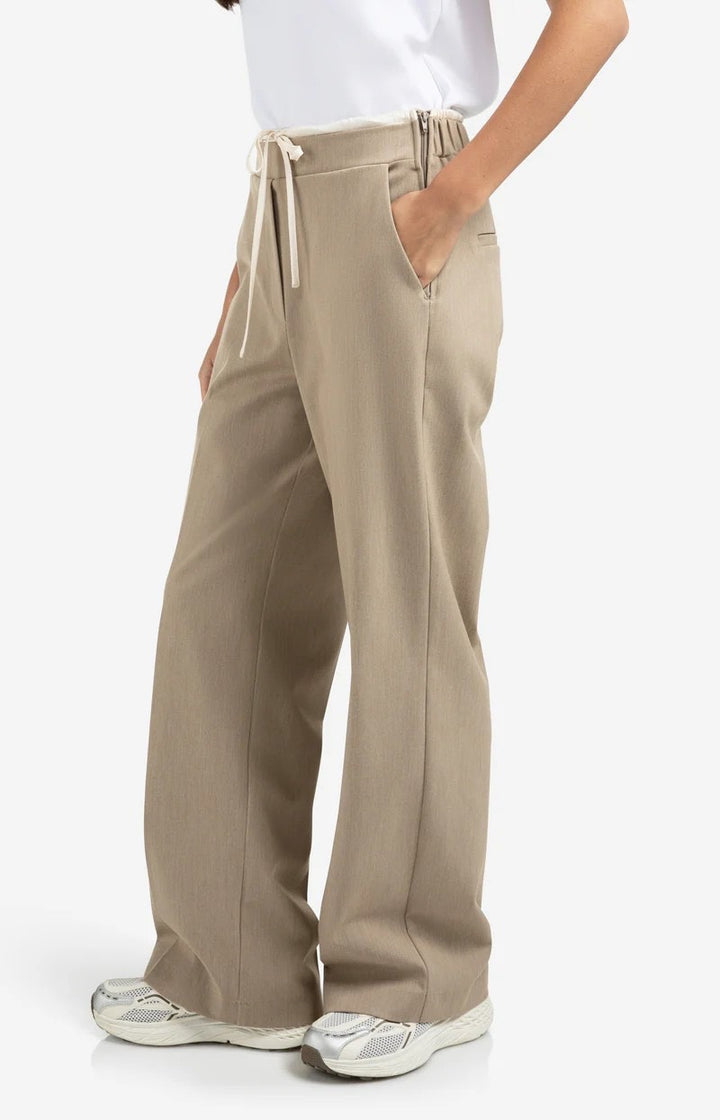 Woven Wide Leg Trousers With C - Zand