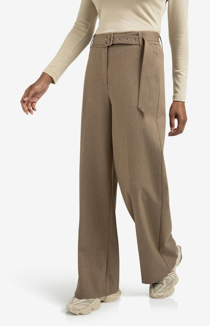 Woven Wide Leg Trousers  With - Kaki