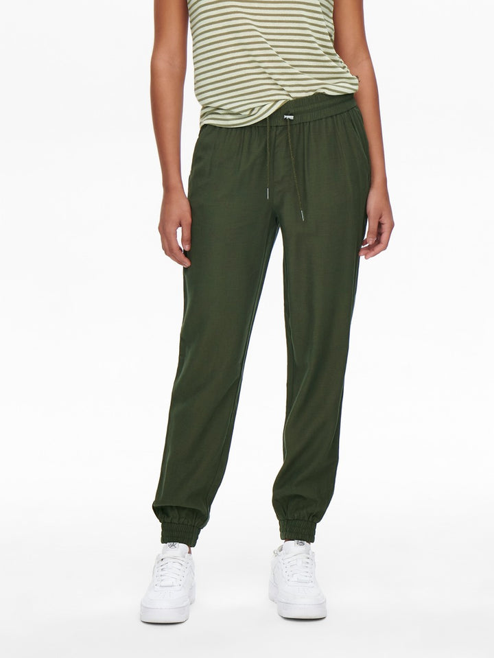 Onlkelda-emery Mw Pull-up Pants Pnt - Donkergroen