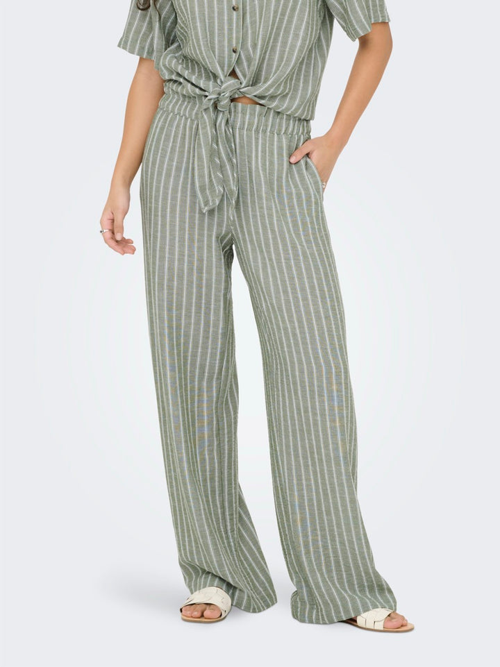 Jdyemilia  H/w Wide Pant Wvn Exp - Groen Dessin