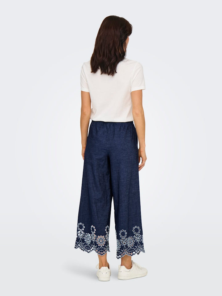 Jdymargot Bille Hw Embr Ank Pant Wvn - Blue Denim