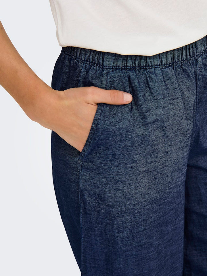 Jdymargot Bille Hw Embr Ank Pant Wvn - Blue Denim