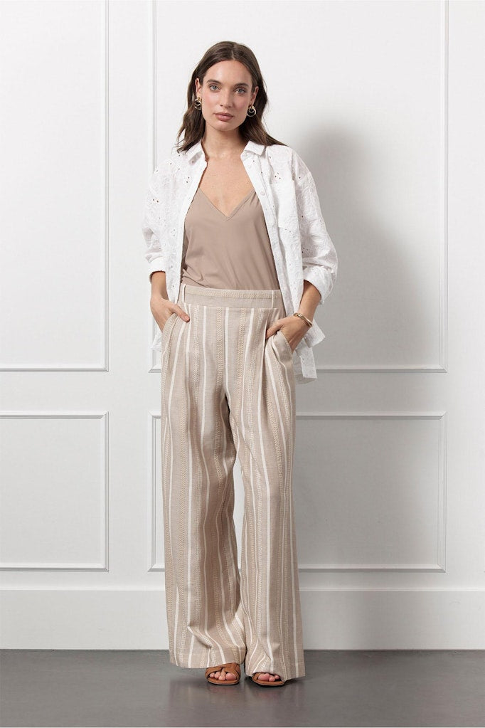 Fardeau Gold Stripe Trousers - Bruin Dessin