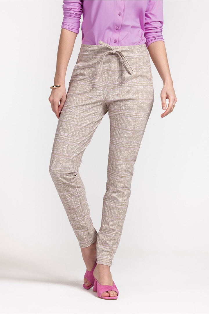 Downstairs Bonded Check Trousers - Bruin Dessin