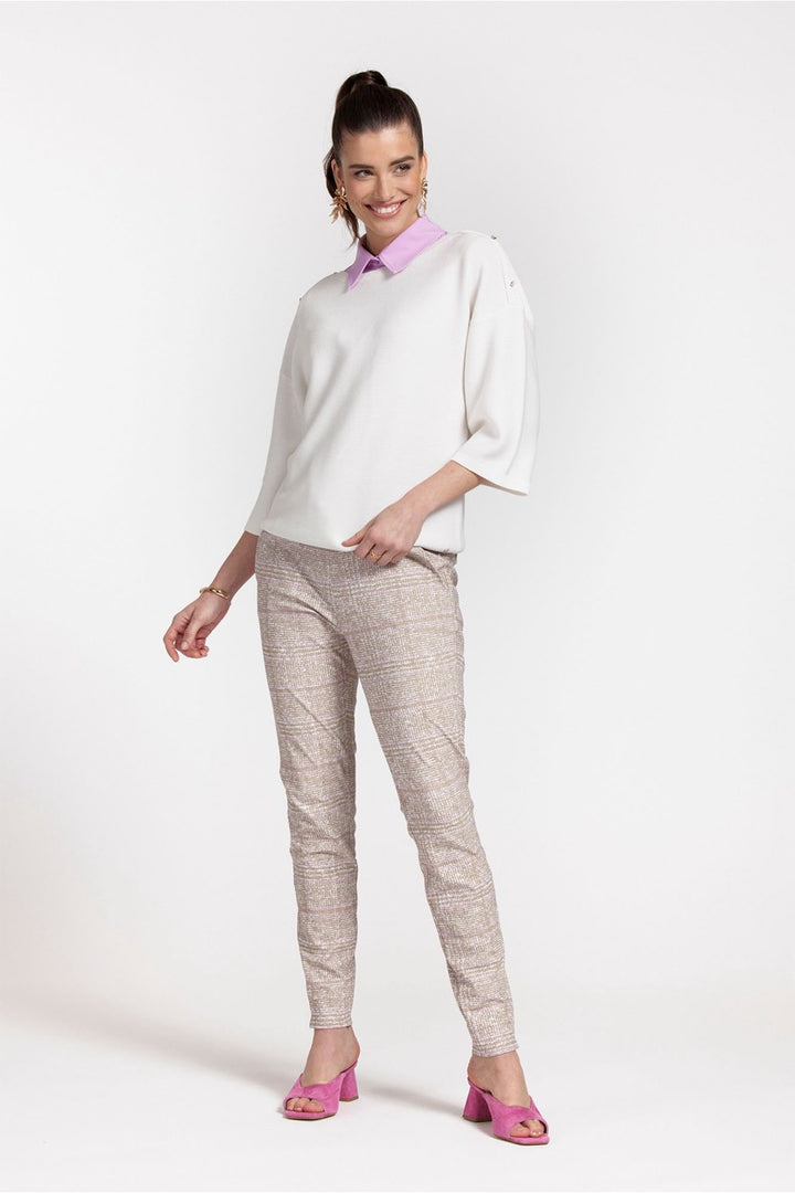 Downstairs Bonded Check Trousers - Bruin Dessin