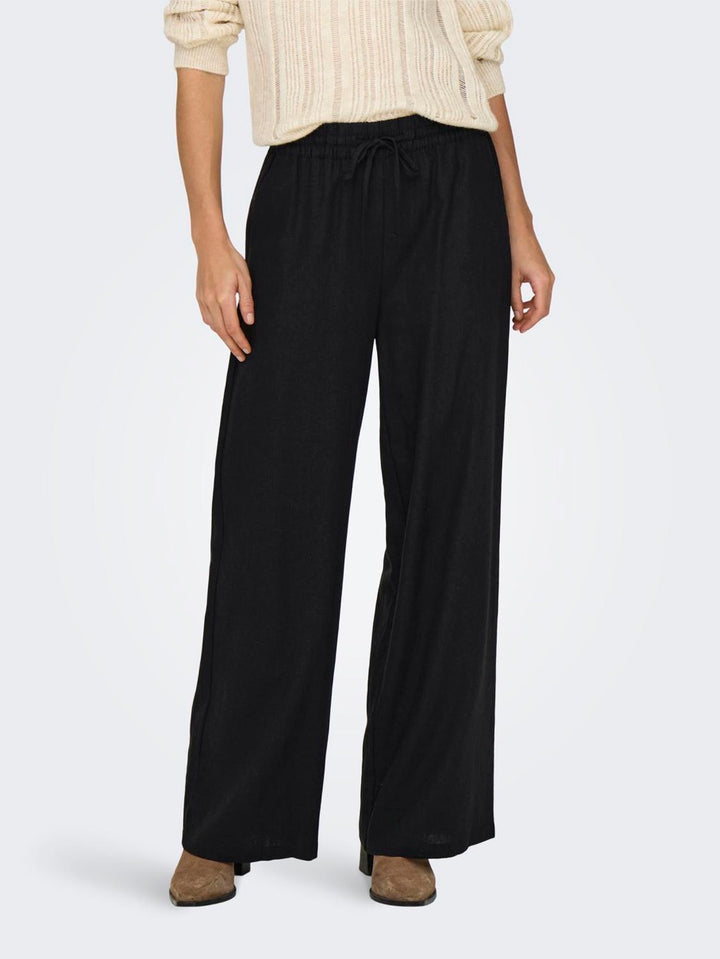 Jdysay Hw Linen Wide Pant Wvn Noos - Zwart