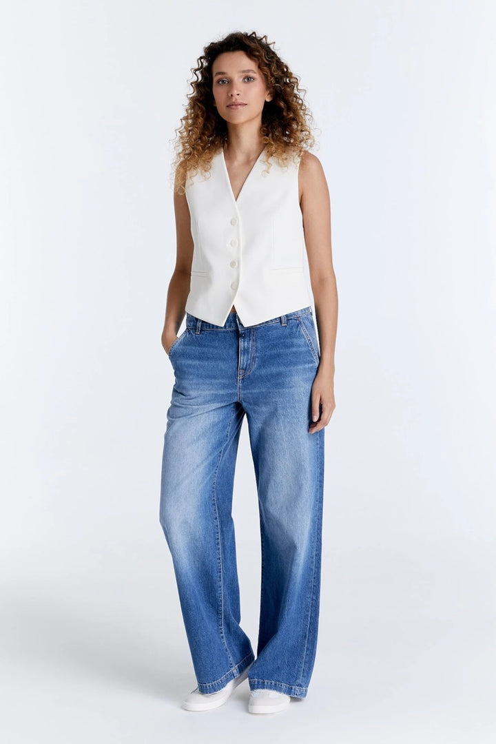 Wide Leg Chino - Blue Denim