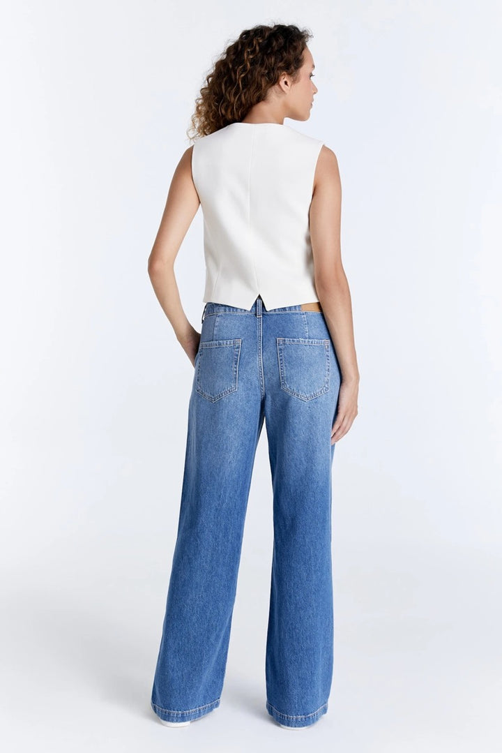 Wide Leg Chino - Blue Denim