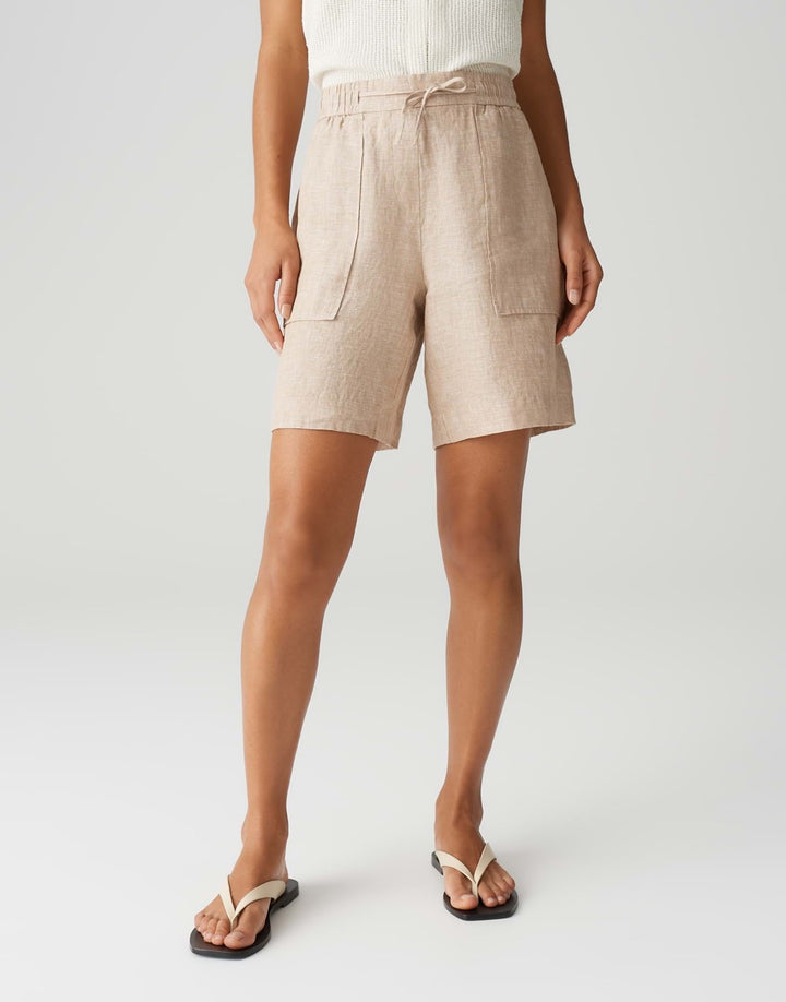 Melane Shorts Linen 10425613218100 - Ecru Dessin