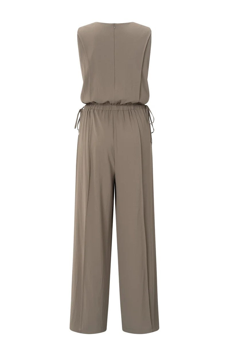 Sleeveless Jumpsuit With Cord - Taupe