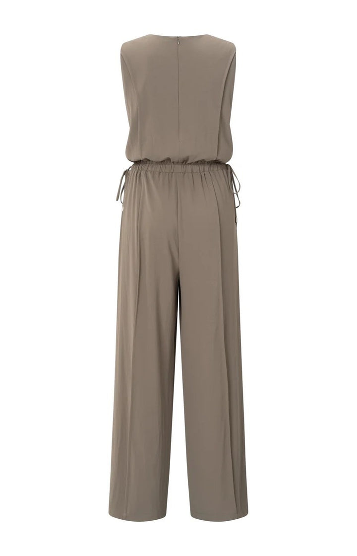 Sleeveless Jumpsuit With Cord - Taupe