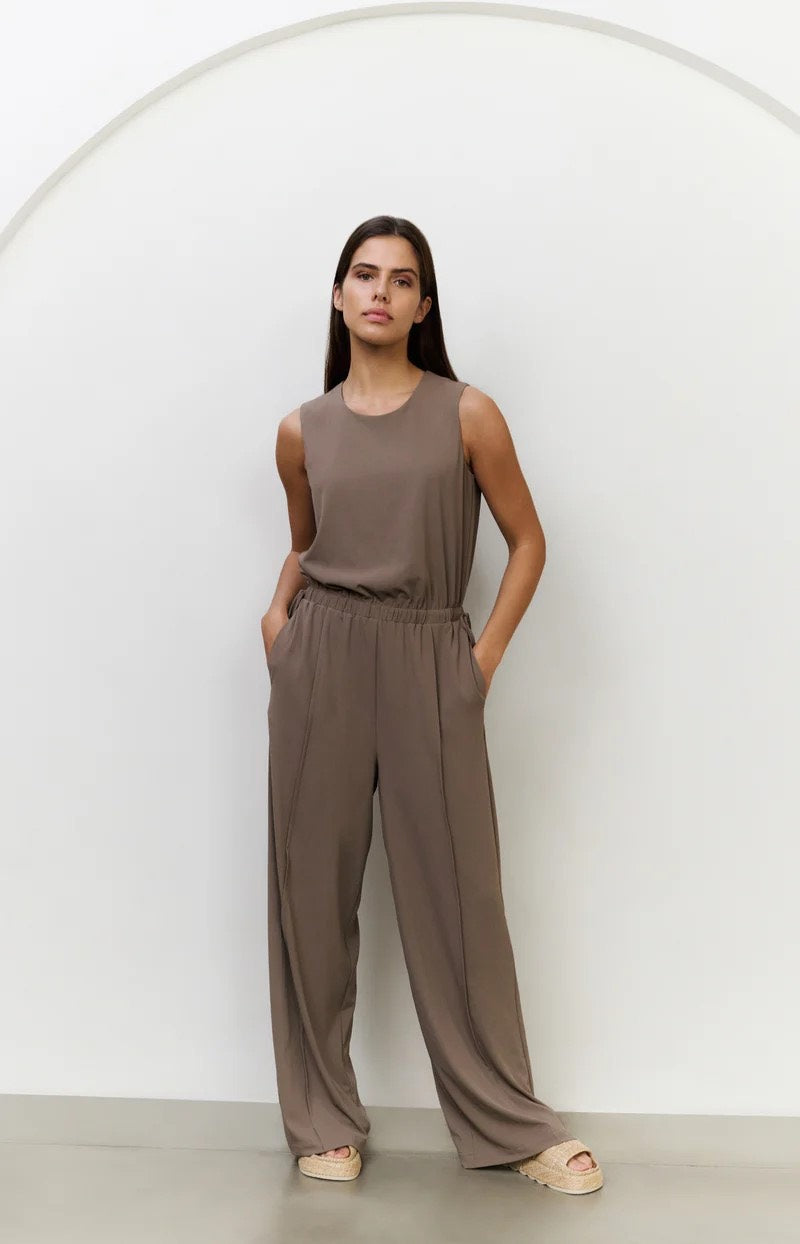 Sleeveless Jumpsuit With Cord - Taupe