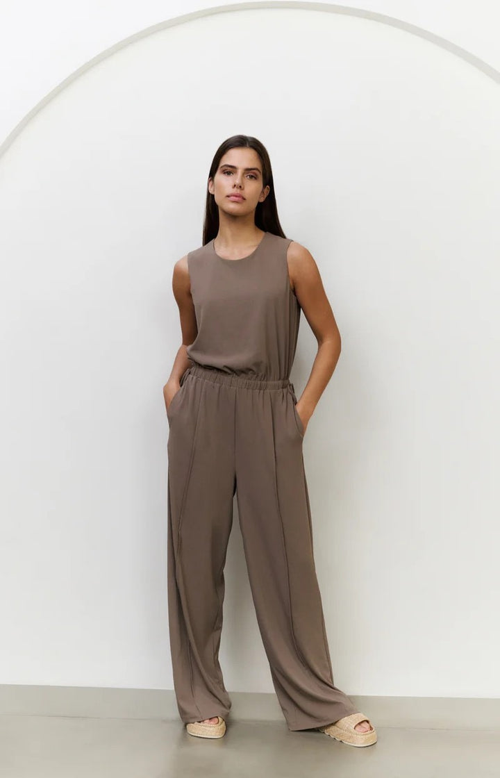 Sleeveless Jumpsuit With Cord - Taupe