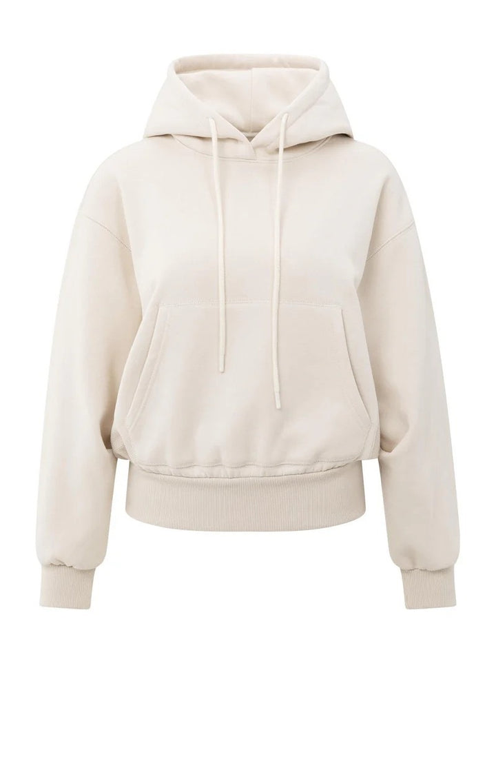 Hoodie With Pleated Bottom - Off-white