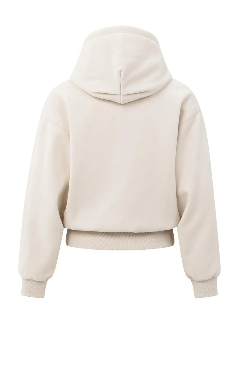 Hoodie With Pleated Bottom - Off-white