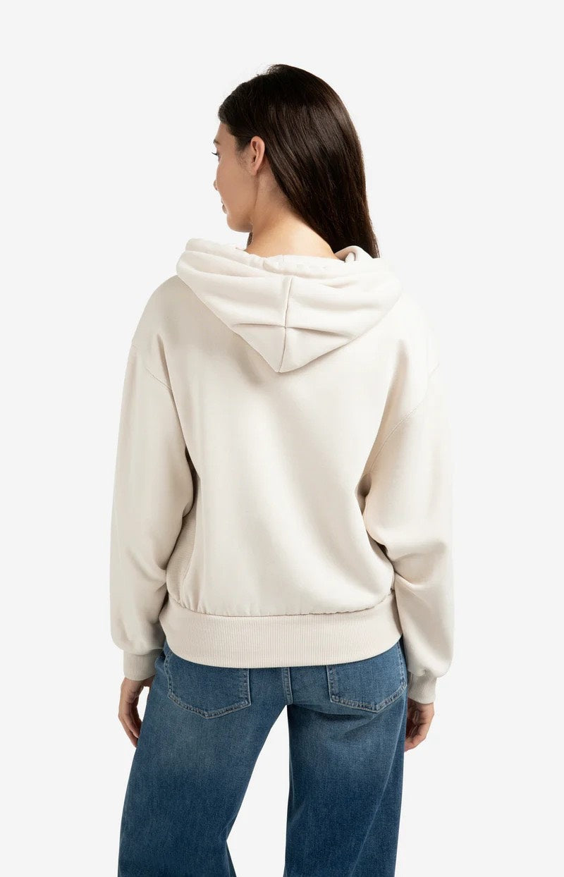 Hoodie With Pleated Bottom - Off-white