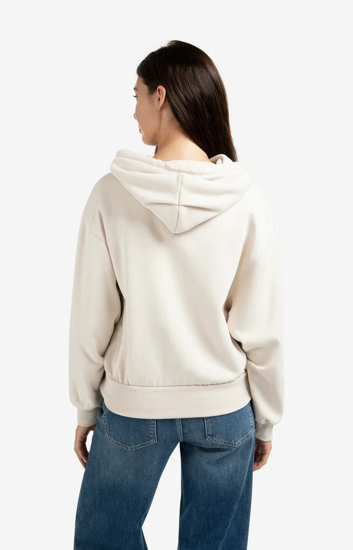 Hoodie With Pleated Bottom - Off-white