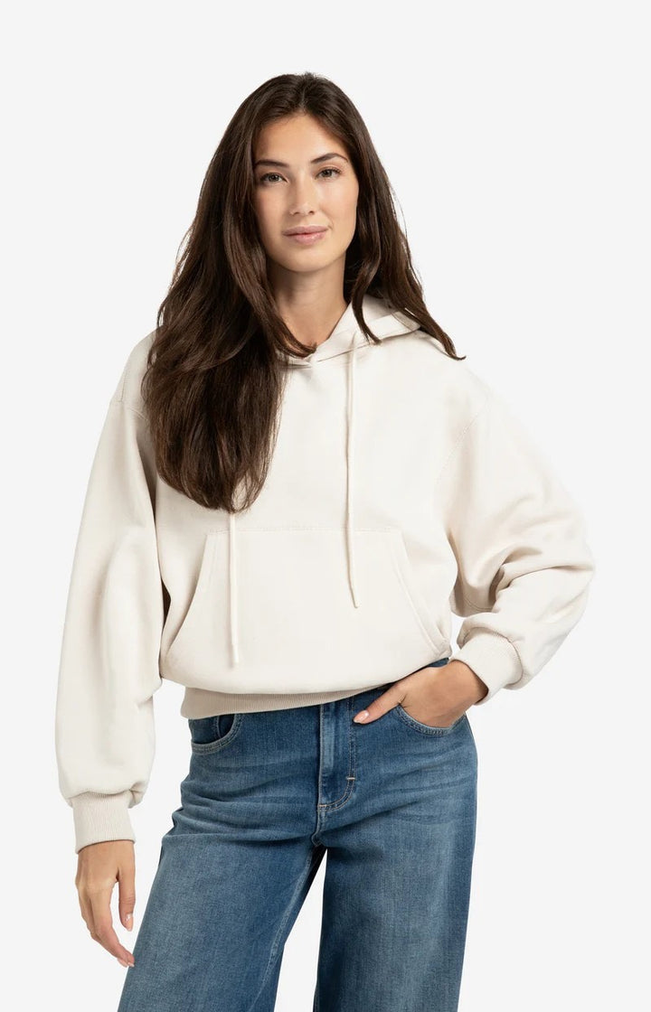 Hoodie With Pleated Bottom - Off-white