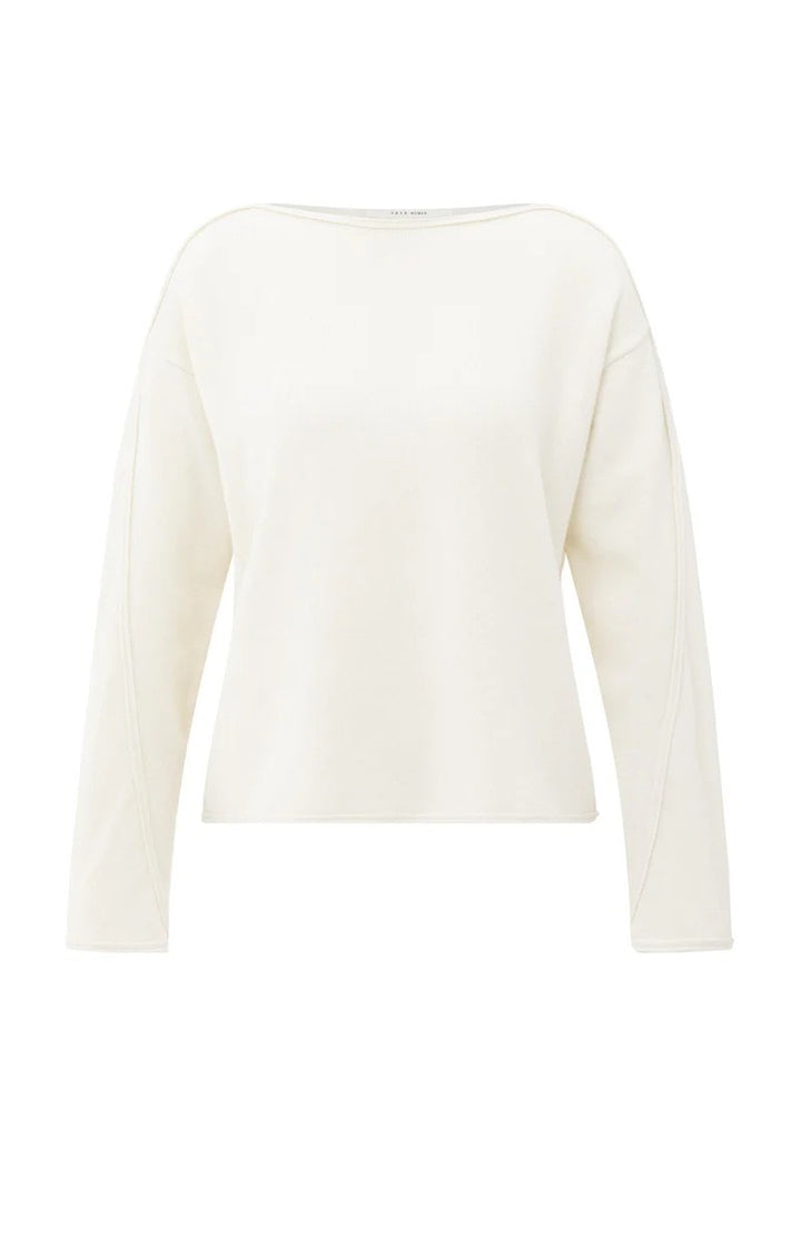 Boatneck Sweater With Fringes - Off-white