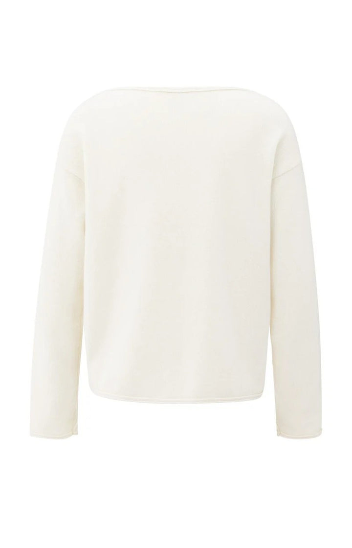 Boatneck Sweater With Fringes - Off-white