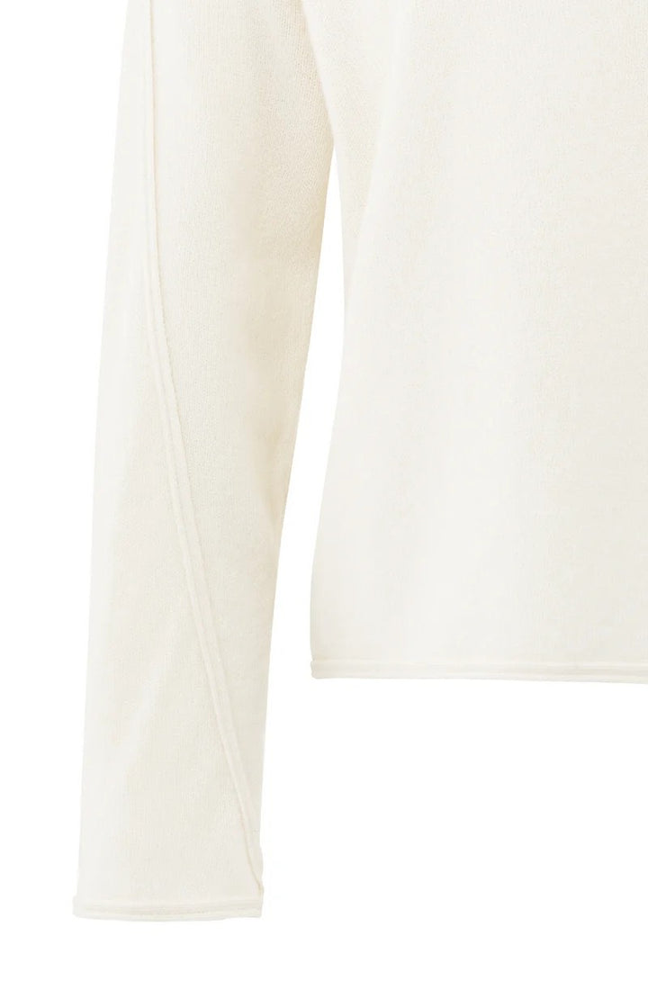 Boatneck Sweater With Fringes - Off-white