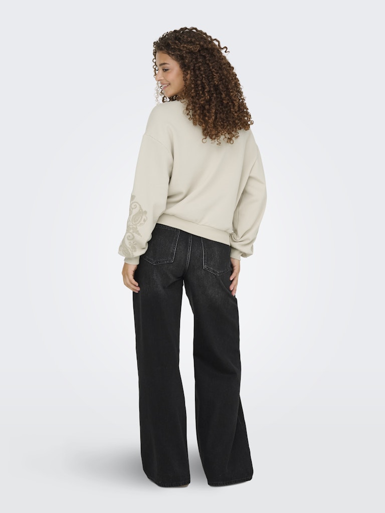 Onlbrooklyn L/s Embroidery Box Swt - Ecru