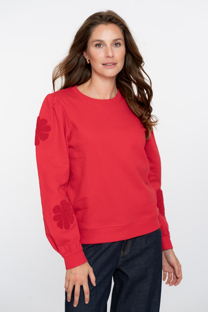 Sweater Big Flowers - Steenrood