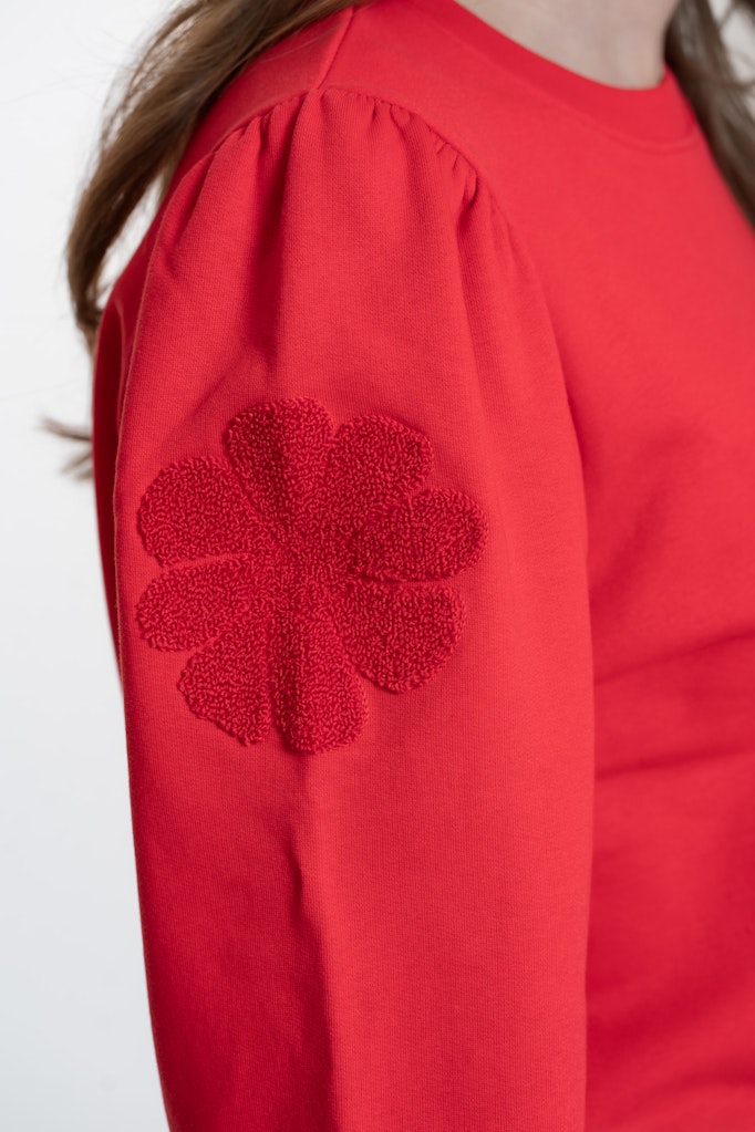 Sweater Big Flowers - Steenrood