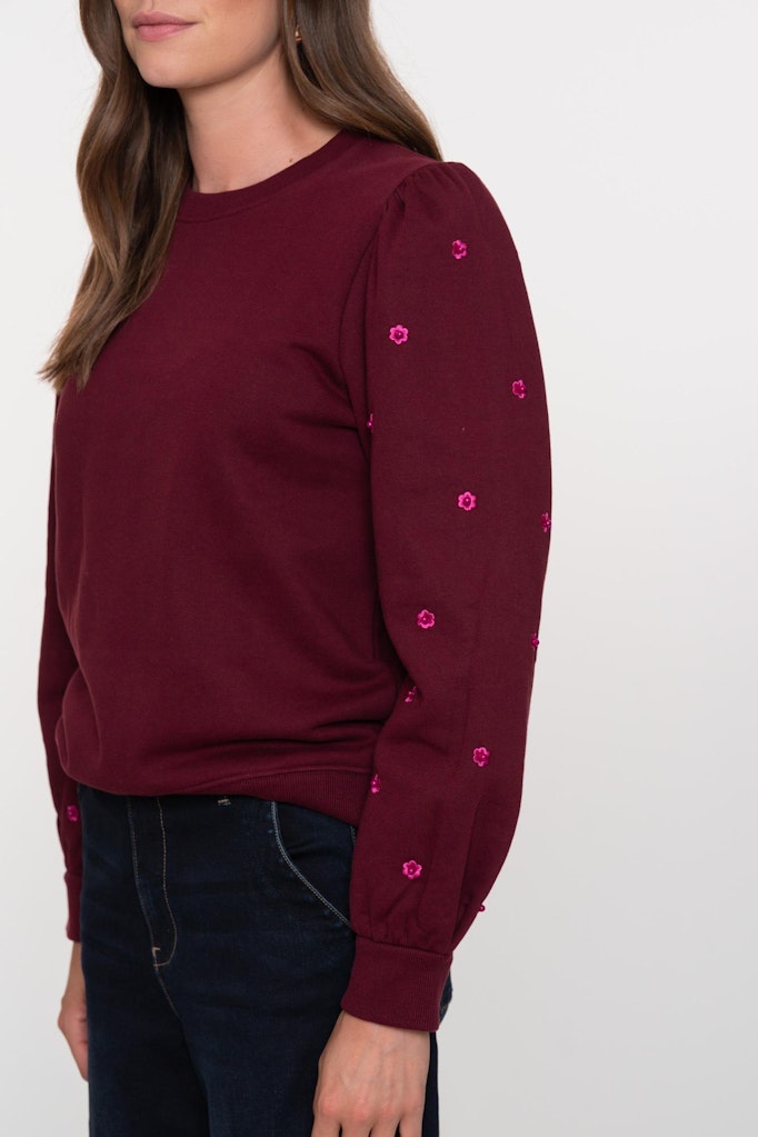 Sweater With Pearls - Bordeaux