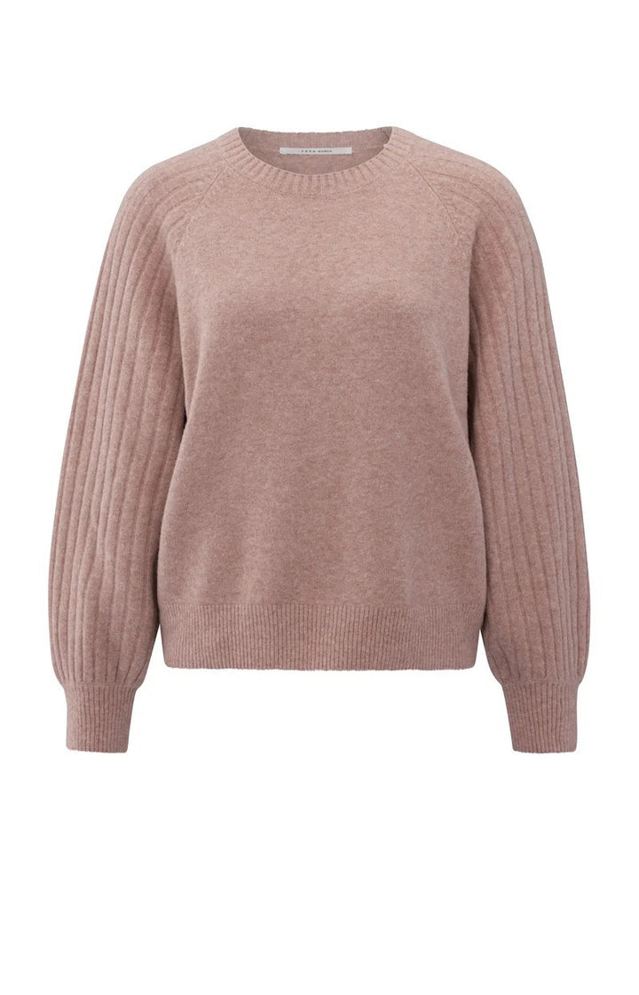 Rib Mixed Sweater Ls - Mauve